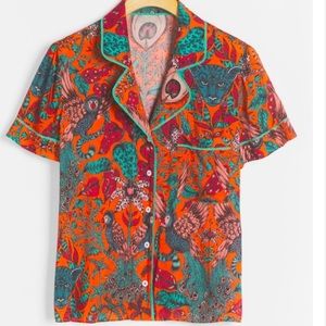 Anthro Emma Shipley orange-printed jungle shirt. Lightweight. size S. Worn 1x